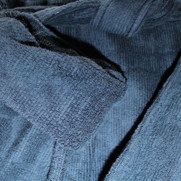 NWT UGG MEN'S RIBBED‎ TERRY COTTON PLUSH ROBE BLUE - Picture 5 of 7